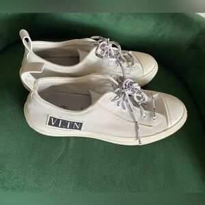 Valentino Garavani White Canvas Sneakers with Logo Laces